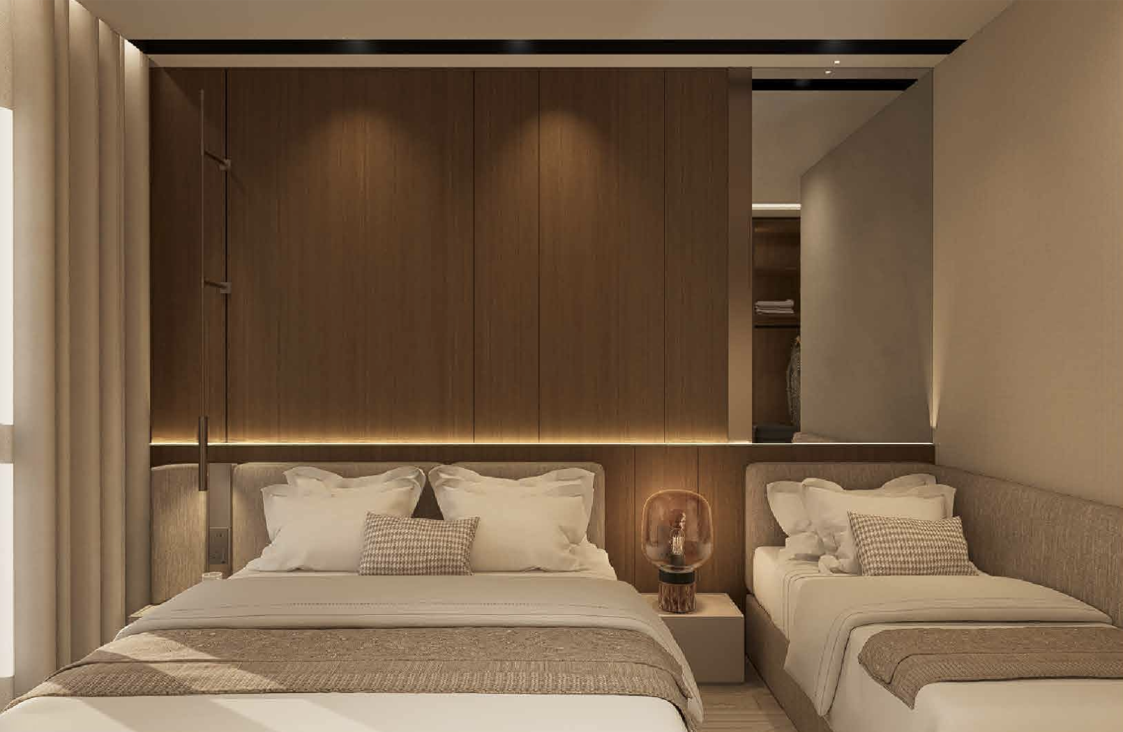 Walnut Elegance Type A bedroom and walnut headboard